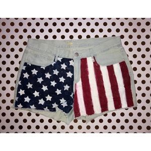 American Flag Denim Shorts - Stars and Stripes